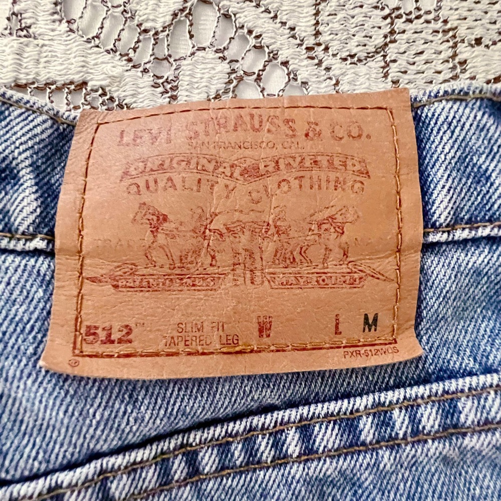 Vintage 90s Levi’s 512 Slim Fit Tapered Leg 7 MED/27" Waist Blue Jeans Denim - Picture 8 of 11